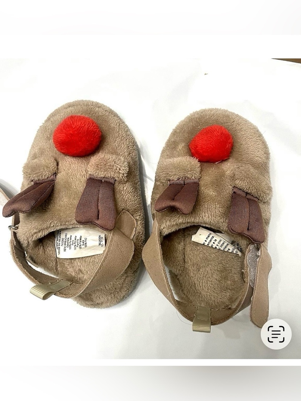 Toddler Baby Girl Reindeer Slippers Size 7-8 EU 23-24 Plush Christmas Shoes
